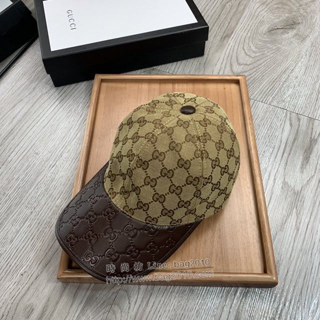 Gucci爆款男士帽子 古馳帆布拼皮印花棒球帽鴨舌帽  mm1749